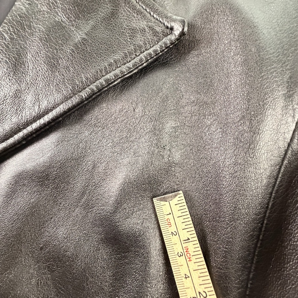 Vintage Brandon Thomas Black Blazer Genuine‎ Leather Jacket  90s, Women's Size L - Picture 9 of 11